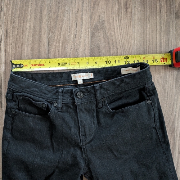 Tory Burch Black Classic Bootcut Black Denim Jeans Low Rise (Size 27 / 4) - Picture 8 of 9